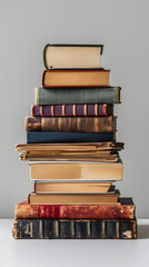 Photo Realistic Books and Laptop Concept: Stack of Books and Laptop Icon on Clean Background, Balancing Traditional Learning with Digital Education   Photo Stock Concept