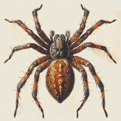 Obraz premium Spider object old botanical vintage style with white isolated background design