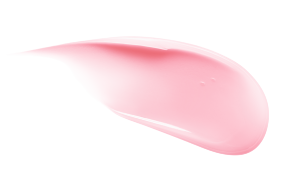 Pink cream texture. Face serum, cosmetic lotion smear. Creamy beauty skincare product swatch isolated on transparent background