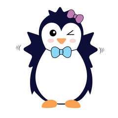 Adorable cartoon penguin perfect for children's designs.