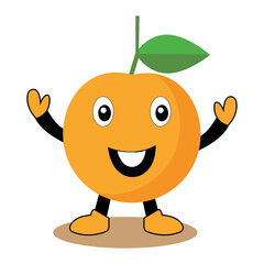 Happy Orange Cartoon Character Welcomes You.