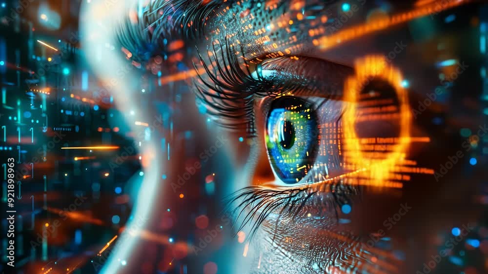 Poster futuristic eye view of ai integration and automation in business processes for enhanced efficiency a