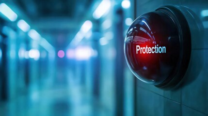 Fototapeta premium AI-enhanced security system, the word 