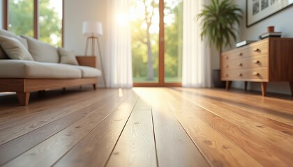 Newly installed flooring in a home, showcasing a flooring advertisement shoot.