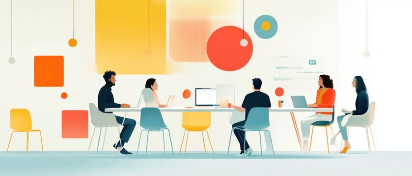 Team collaboration enhanced with AI-driven insights in a creative workspace