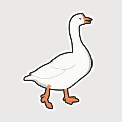 white duck sticker flat vector