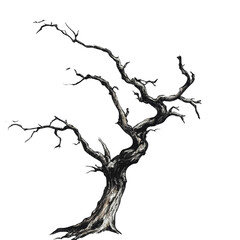 PNG Abstract twisted tree with bare branches