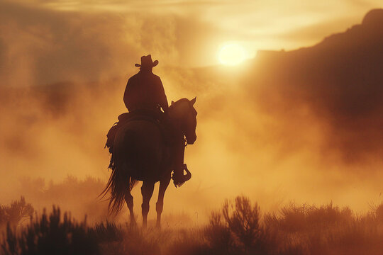 Dramatic western movie scene personage harsh brutal cowboy beautiful cowgirl, Generative AI