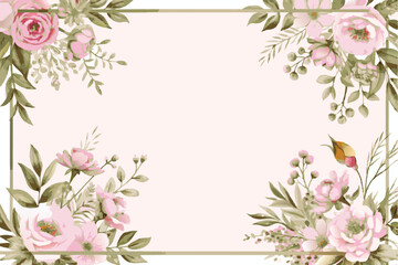 Watercolor Vintage botanical wreath floral frame with circles
