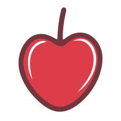 A red heart-shaped apple