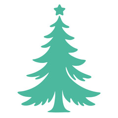 Obraz premium A green Christmas tree with a star on top