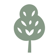 A simple green tree icon with leaf shapes