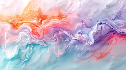 Abstract pastel brush strokes, delicate shades of mint, lavender, and peach, fluid and dynamic, high-definition quality, whimsical and calming atmosphere. --ar 16:9 --v 6.0 --s 250 --style raw