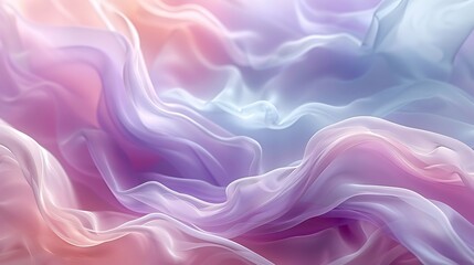 Fototapeta premium Abstract pastel waves, gentle curves of mint, lavender, and peach, fluid and dynamic, hd quality, light and ethereal feel, smooth blending. --ar 16:9 --v 6.0 --s 250 --style raw