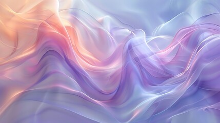 Obraz premium Abstract pastel waves, gentle curves of mint, lavender, and peach, fluid and dynamic, hd quality, light and ethereal feel, smooth blending. --ar 16:9 --v 6.0 --s 250 --style raw
