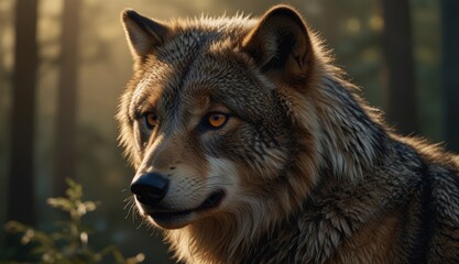 Obraz premium Majestic Wolf Portrait in Nature