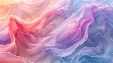 Obraz premium Abstract waves in pastel colors, gentle curves of mint, lavender, and peach, flowing and dynamic, hd quality, ethereal and light feel, seamless blending. --ar 16:9 --v 6.0 --s 250 --style raw