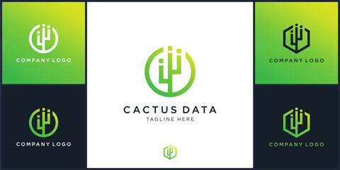 Vector of digital cactus logo tamplate desain, can be used in various media easily, editable