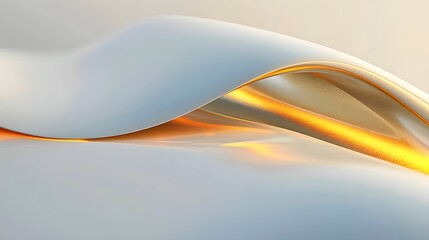 Fototapeta premium Golden Embrace: Abstract white and gold waves intertwine, a 3D render radiating luxury and sophistication. 