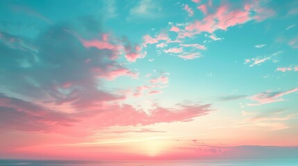 Obraz premium Gradient sky in pastel tones, baby blue to light pink, smooth and subtle blend, serene dawn, hd quality, ethereal and peaceful. --ar 16:9 --v 6.0 --s 250 --style raw