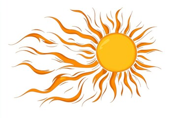 Naklejka premium Hand Drawn Sun with Flamy Rays
