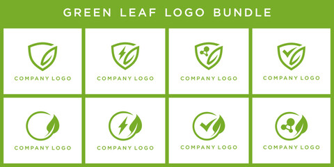 Vector of green leaf logo bundle, can be used in various media easily, editable