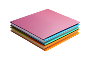 Stack of Vibrant Colored Notebooks on a White Background Ready for Creative Ideas on White or PNG Transparent Background.