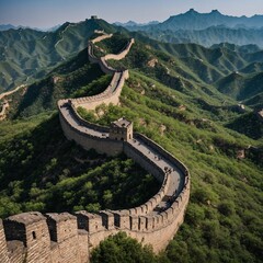 Great Wall of China: The Great Wall winding through the rugged mountains, with panoramic views of the vast Chinese countryside.
