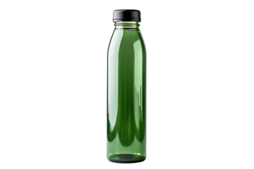 A Clear Green Bottle Standing Alone on a Bright Clean Surface in a Modern Kitchen Environment on White or PNG Transparent Background.
