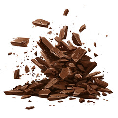 Fototapeta premium Debris pile, scattered in the air, on a isolated transparent background