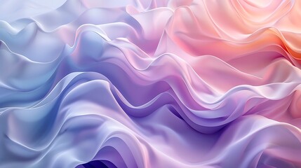 Pastel abstract waves, gentle curves in shades of mint, lavender, and peach, smooth transitions, high-definition quality, light and airy design, flowing and elegant. --ar 16:9 --v 6.