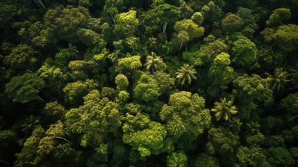 Captivating drone photo of a rainforest, showcasing the vibrant vegetation and the lush, expansive canopy, emphasizing the splendor of nature from above,generative ai
