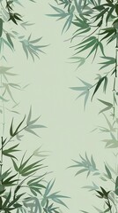 Fototapeta premium Elegant bamboo leaves on a soft green background. Perfect for nature-themed designs or backgrounds, exuding tranquility and simplicity.
