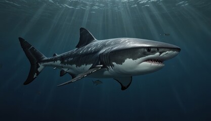 Obraz premium Majestic Shark Underwater Portrait