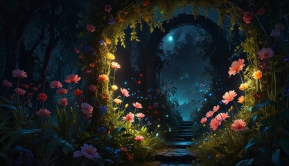 Enchanted Garden at Moonlight