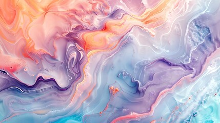 Fototapeta premium Pastel marble swirls, soft colors of lavender, mint, and peach, intricate and smooth patterns, glossy texture, high-definition quality, delicate and sophisticated appearance. --ar 16:9 --v 6.