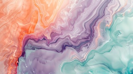 Obraz premium Pastel marble swirls, soft colors of lavender, mint, and peach, intricate and smooth patterns, glossy texture, high-definition quality, delicate and sophisticated appearance. --ar 16:9 --v 6.