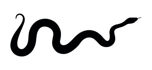 Black snake silhouette white horizontal background. Symbol of 2025 Chinese zodiac. Minimalist vector snake icon. World snake day