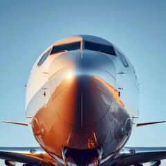 Close up of Sleek and Powerful Airplane Nose Cone Modern Aviation Concept with Copy Space