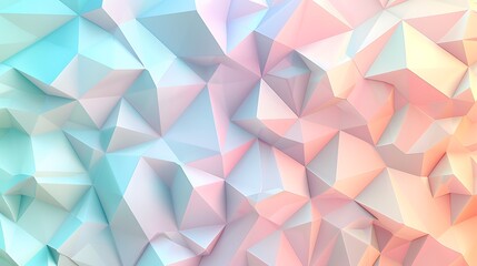 Pastel triangles, random geometric pattern, gentle colors of mint, lavender, and peach, high-definition quality, delicate and ethereal feel. --ar 16:9 --v 6.0 --s 250 --style raw