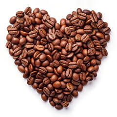 Heart Made of Coffee Beans Isolated on White Background