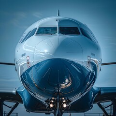 Detailed Close Up of a Modern Sleek Airplane Fuselage Showcasing Powerful Aerospace Engineering