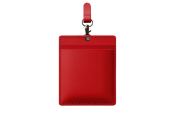 Vibrant Red Leather Cardholder With Clip, Perfect for Organizing Essentials Anywhere on White or PNG Transparent Background.