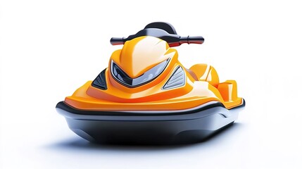 Naklejka premium Cartoon orange jet ski isolated on white background