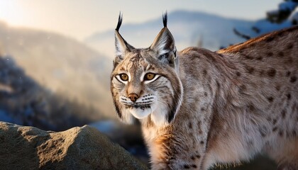 Fototapeta premium lynx on the rock