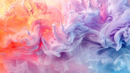 Fototapeta premium Watercolor splash in pastel hues, abstract design with lavender, mint, and peach, fluid shapes, high-definition quality, dreamy and artistic. --ar 16:9 --v 6.0 --s 250 --style raw