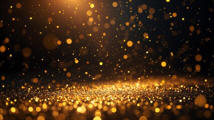 Obraz premium Black bokeh golden glitter, banner background for black friday. Horizontal banner, poster, website header. Banner with copy space.