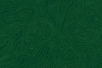 Abstract topographic map background. Green topographic lines on a dark green background