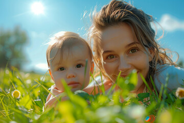 AI generated picture beautiful parent playing with small child