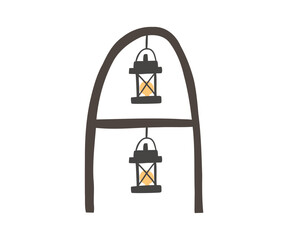 Hand-drawn garden lantern. Vector illustration in flat style.